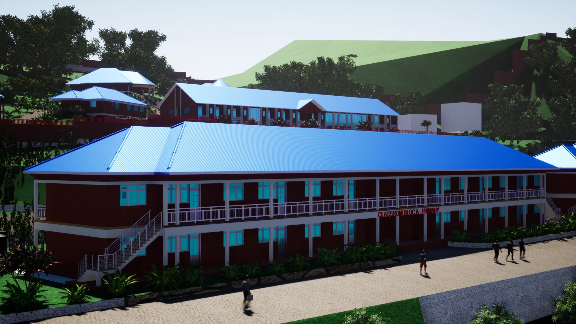 Architectural rendering of the new primary school classroom blocks.